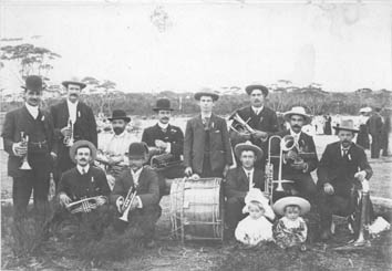 Community Brass Band in Ravensthorpe, circa 1905