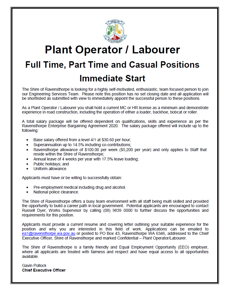 employment-opportunity-plant-operator-labourer-shire-of-ravensthorpe